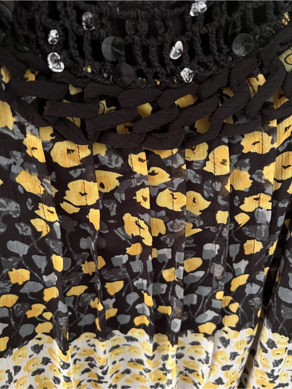 Ronni Nicole Black Yellow Floral Sleeveless Midi Dress - Picture 5 of 5